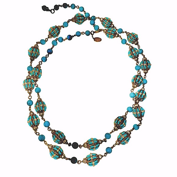 Erickson Beamon Jewelry - Vintage Erickson Beamon Beaded Turquoise Necklace